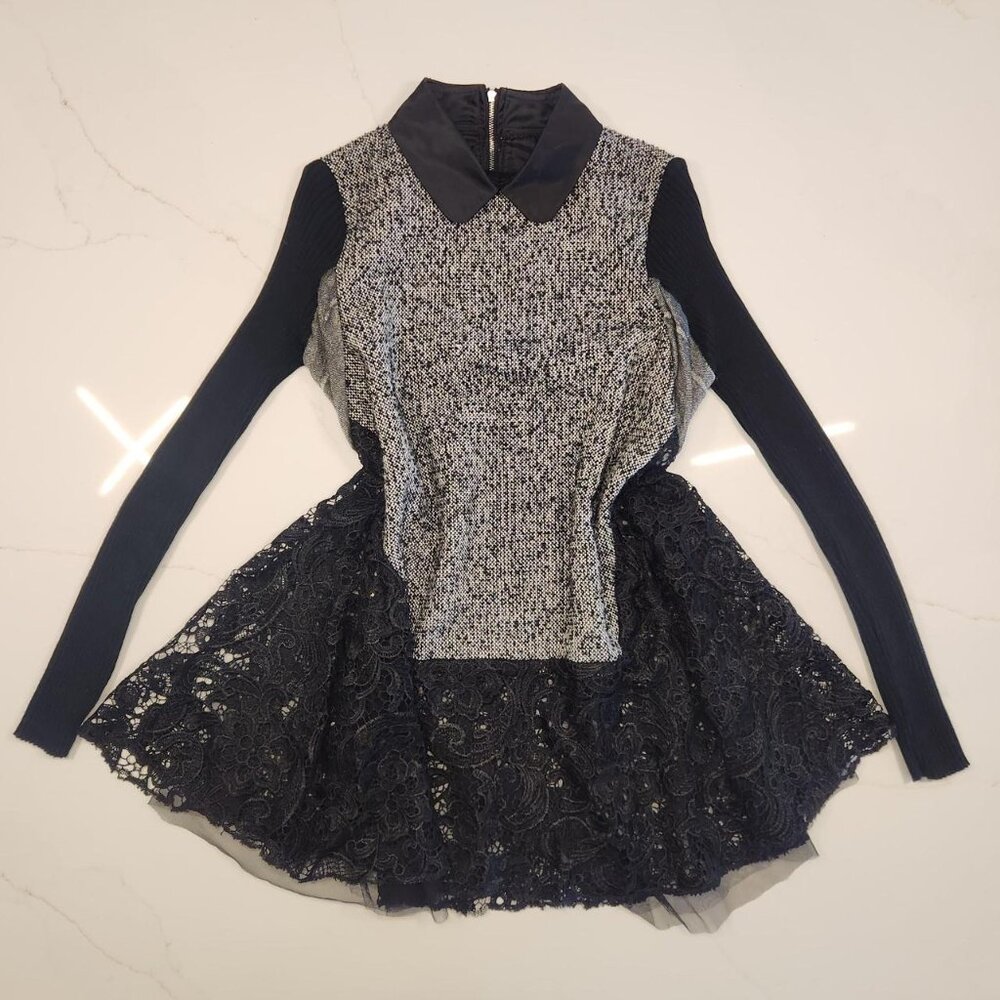 Rare Whimsygoth Sz 1 Tiny Style Women Black Gray Lace Sweater Vampire Diaries